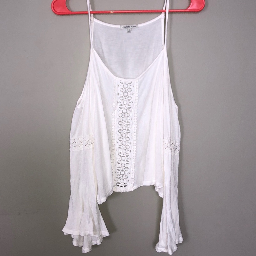 ColdShoulder Cropped White Blouse